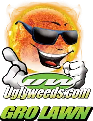 gro lawn ugly weeds logo reverse
